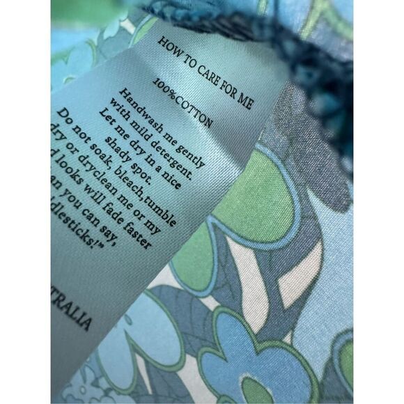 My Brother John size 8 blue floral button up shirt imported retro 100% cotton bo - Picture 6 of 6